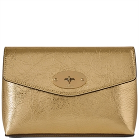 Mulberry Darley Cosmetic Pouch Somerset Gold Grainy Metallic